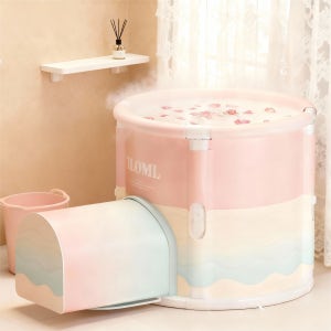 TLOML 접이식 욕조 간이 목욕탕 1인 성인용 반신욕조 방석 포함