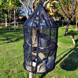 식기 건조망 휴대용 캠핑 건조대 원형 메쉬 설거지망 보관함