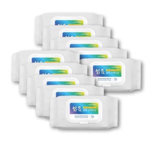 맑음 살균 소독티슈 72매입 10개 에탄올 70% 휴대용 물티슈 두꺼운 알콜 티슈