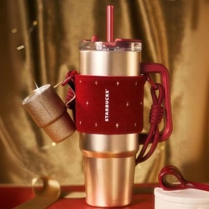 스타벅스 텀블러 2025 MD 스벅 크리스마스 윈터 컬렉션 900ml, 더블 드링크 대용량 손잡이 컵+키링