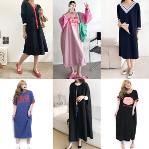 빅사이즈 여성원피스 오버핏 롱 긴팔 루즈핏 반팔 여름원피스 니트 휴양지 큰옷