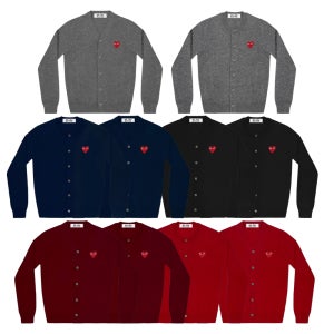 꼼데가르송 가디건 레드와펜 라운드넥 브이넥 남녀공용 5색상