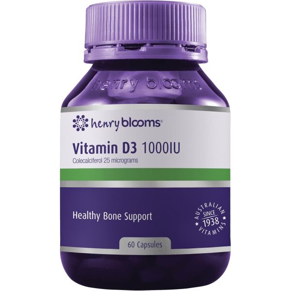 Henry Blooms 1000IU <b>비타민 D3</b> 60 캡슐