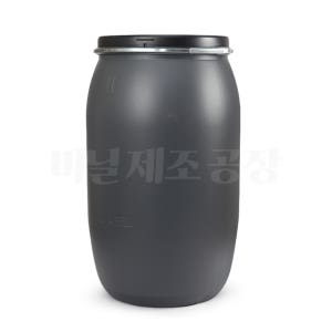 회색 오픈 드럼통 200리터 대용량 PE 플라스틱 공드럼 저장용기 대형 물통 원통