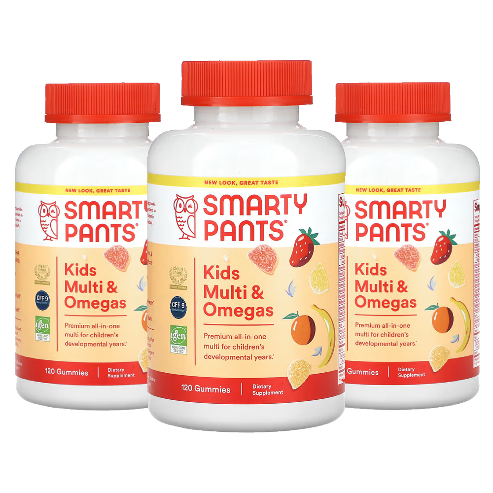 <b>스마티팬츠</b> 키즈 멀티비타민 3가지 과일맛 오메가3 피쉬오일 120 구미 젤리 3개