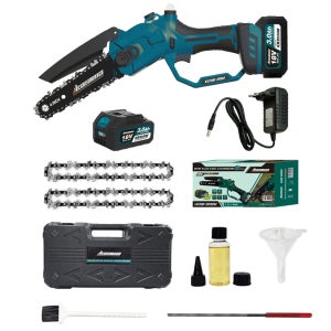 디앤아이샵 소형 무선 전기톱 16cm 충전식 전동 미니 체인톱 배터리2개 마끼다호환