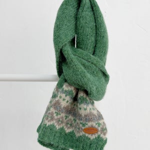 아모르윌트 노르딕 패턴 니트 뜨개 남녀공용 숏 쁘띠 겨울 목도리