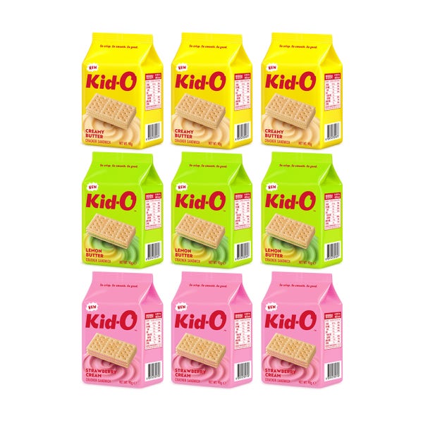 KIDO 키도과자 대용량과자 키도크래커 와인안주카나페 키드오크리미 버터쿠키,레몬,딸기 9개