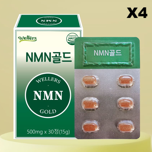 웰러스 식물성 NMN NAD+ 골드 500mg 고함량 엔엠엔 30정, 4개