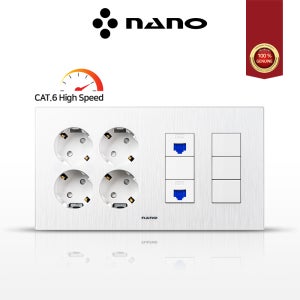 나노 아트2 화이트 복합 콘센트 통합수구 4개용 콘센트 4구, CAT6 8P 2구