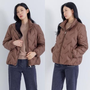 지센 [25FW] 자수퀼팅 다운 코쿤 덕다운 경량패딩 LNLWPA41 BR