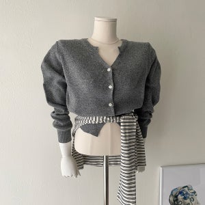 (12col) 브이넥 캐시미어가디건 크롭가디건