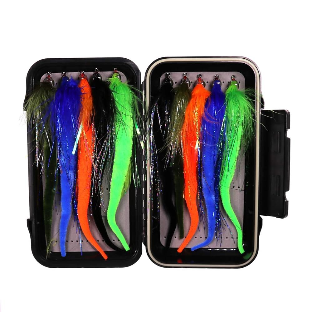 와이프<b>레오</b> 박스 플라이 낚시용 드라곤테일 콤보 세트 다양한 색상의 머스키 베이스 낚시 루어