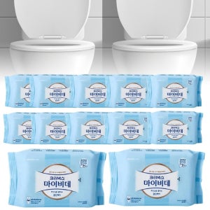 46매 12팩 저자극 마이비데 화장실용 클린케어 물에 잘녹는 비데티슈