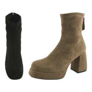 스웨이드 스판 가보시 하이힐 앵클부츠 9cm