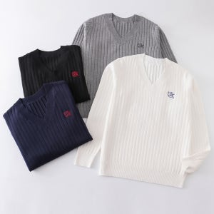 남녀공용 브이넥 달빛자수 긴팔 니트 스웨터(4color)