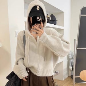 숏니트후드가디건 집업가디건 루즈핏 가을 여리핏