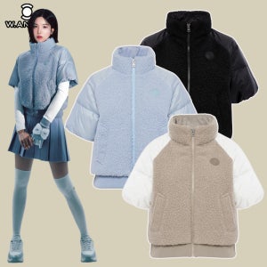 와이드앵글 여성 골프웨어 여자 골프 구스 반팔패딩 시어링 믹스매치 반팔다운 WWW25571