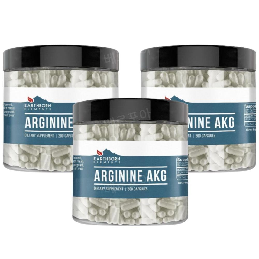 Earthborn <b>아르기닌</b> AKG <b>Arginine</b> 850mg 200캡슐 3개