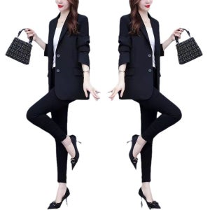 모던해빗 여성 오피스룩 출근룩 정장세트 봄가을 슬림핏 자켓 바지 세트 여자 블레이저
