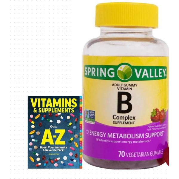 비타민B 에너지 <b>피부</b> <b>스프링 밸리</b> 비타민 B 복합 성인 채식 구미 70 세 이상+베터 가이드