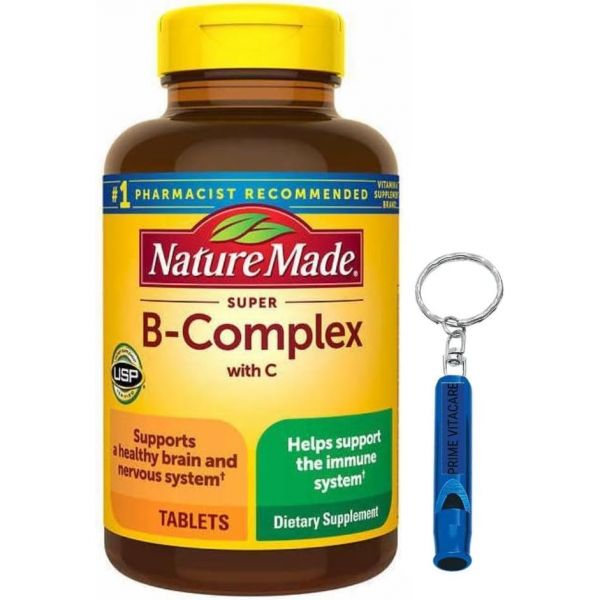 비타민B 호르몬 피부 <b>프라임</b> 비타케어 <b>네이처</b> 슈퍼 B콤플렉스 460정 이상 번들 호루라기 열쇠고리 야외용