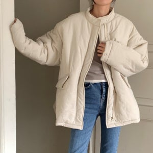 하프패딩 빅사이즈 여성 오버핏 야상 스트링 겨울 점퍼