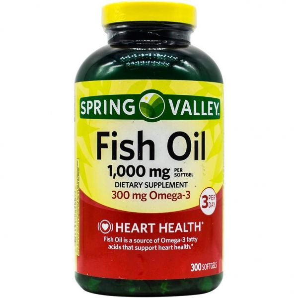 피쉬오일 건조함 가려움 <b>여드름</b> <b>스프링 밸리</b> 피시 오일 1000mg 소프트젤 300개