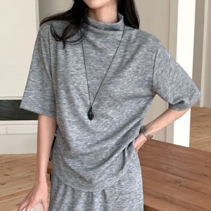 반목티 반팔 기모목티 반폴라 티셔츠 여성 루즈핏 폴라티