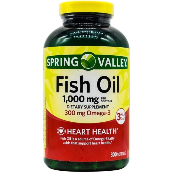 피쉬오일 생선 추출물 <b>피부</b> <b>스프링 밸리</b> 피쉬 오일 소프트젤 1000mg 300개 스티커