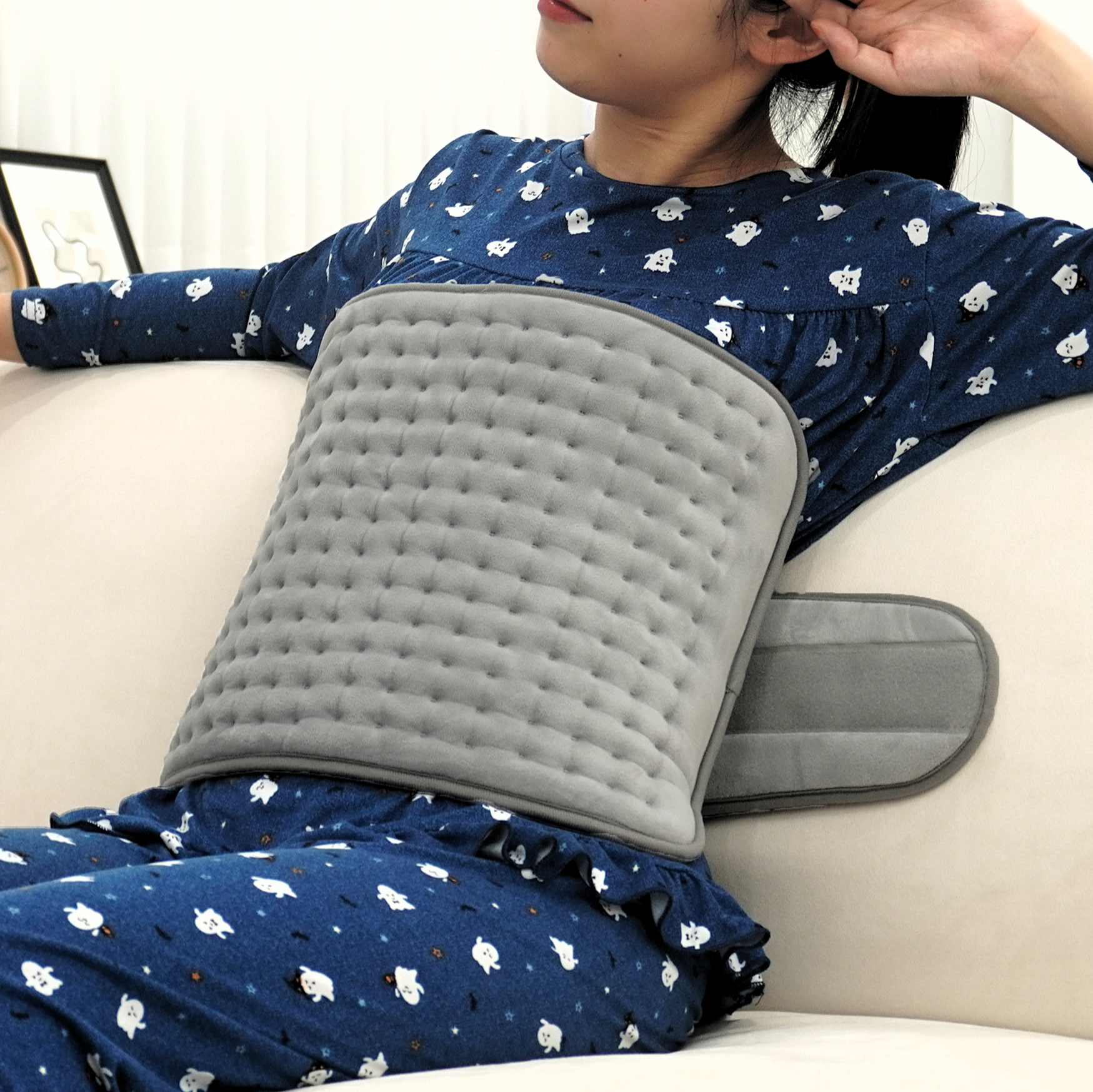 메디솔루 탈부착 온열찜질기 허리 배 복부 복대 전기 어깨 무릎 등 원적외선 찜질기 온열기 찜질매트 그레이