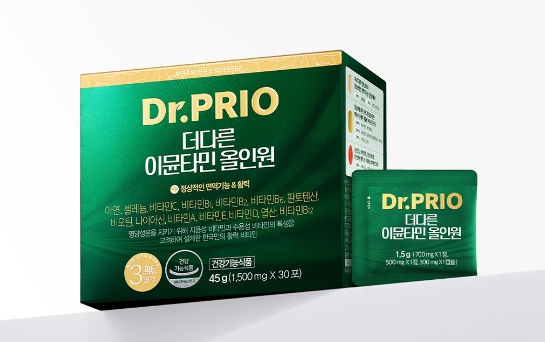 <b>닥터프리오</b> 더다른 이뮨 비타민 멀티비타민 이뮨타민 올인원 면역 뼈건강 30포 30일