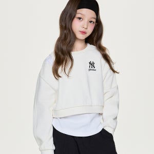 [MLB 키즈] 스트릿 걸즈 레터링 레이어드 맨투맨 NY (Ivory) 7FMTB2556
