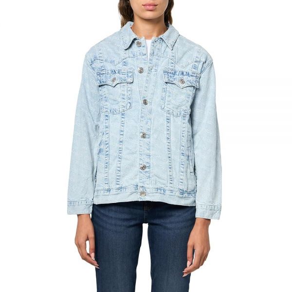 True Religion 여성용 모노그램 오버사이즈 지미 재킷, 리핑 워터, 리핑 워터
