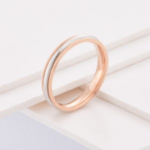 플래티늄 Pt950 18K 밀그레인 세팅 콤비 3mm 백금 반지 밴드 웨딩 링