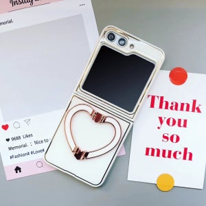 슬림 하드 케이스 하트 그립 톡홀더 스탠딩 링 거치대 스마트톡 화이트, 갤럭시Z 플립5