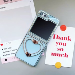 슬림 하드 케이스 하트 그립 톡홀더 스탠딩 링 거치대 스마트톡 블루, 갤럭시Z 플립5