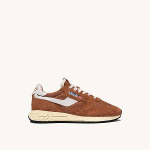 오트리 남성 REELWIND 로우 스니커즈 나일론 스웨이드 브라운 앤드 화이트 WWLM-NC28