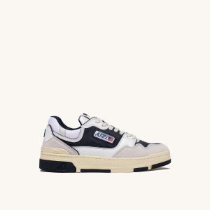 오트리 남성 CLC 로우 스니커즈 가죽 화이트 앤드 스페이스 블루 ROLM-EE01