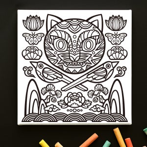 민화 컬러링 캔버스액자 까치와호랑이 원앙도 굿즈