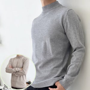 남자 반목 폴라 부드러운 니트티 가을 겨울 남성 따뜻한 긴팔티 직장인 데일리 이너티