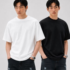 1+1 면100 무지 10수 반팔티 목안늘어나는 기본 반팔 남녀공용 단체 가족티