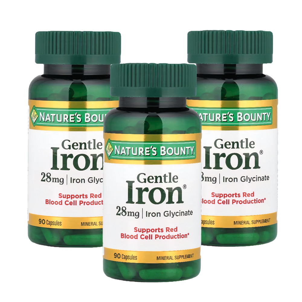네이처스바운티 젠틀 철분 <b>젠틀 아이언 28mg</b> 90캡슐 X 3통