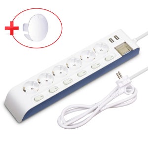 국산 접지 안전 6구 3M 멀티탭 USB 개별 하이탭 과부하차단 에어컨 멀티 콘센트