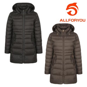 올포유 여성 덕 다운 점퍼 후드 중기장 경량 롱패딩 아우터 부모님 선물 WDJN9271