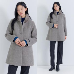 지센 [25FW] [피어로즈] 알파카 밍크퍼 핸드메이드 하프코트 LFLCPB92 GR
