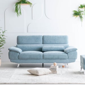 몬스터 아쿠아텍스 이지클린 거실 푹신한 신혼부부 넓은 패브릭 소파 스툴 Event, 민트블루, 3인용