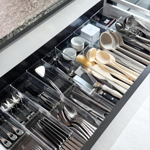 리노엘 투명 수저 정리함 서랍 길이조절 커트러리 보관함 수저통 트레이