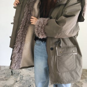 브리드 breathe 퍼 트리밍 야상 점퍼 오버핏 사파리 양털 점퍼