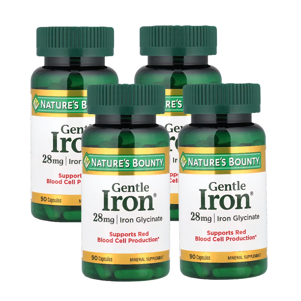 네이처스바운티 젠틀 철분 <b>젠틀 아이언 28mg</b> 90캡슐 X 4통